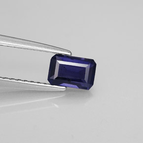 Iolita azul natural 0,51ct, corte esmeralda, VS