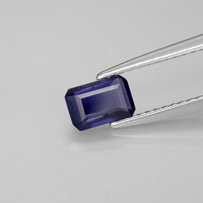 Iolita azul natural 0,51ct, corte esmeralda, VS