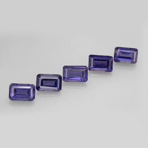 Pedras preciosas de iolita azul natural de  ct, corte esmeralda, VS