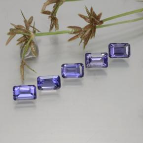 Pedras preciosas de iolita azul natural de 2,66 ct, corte esmeralda, VS