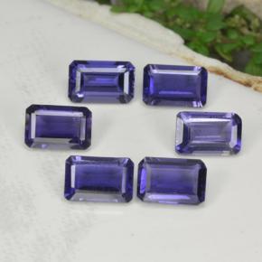 Pedras preciosas de iolita azul natural de 2,68 ct, corte esmeralda, VS