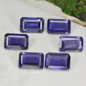 Pedras preciosas de iolita azul natural de 2,68 ct, corte esmeralda, VS