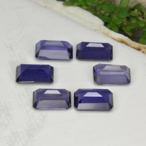 Pedras preciosas de iolita azul natural de 2,68 ct, corte esmeralda, VS