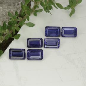 Pedras preciosas de iolita azul natural de 3,11 ct, corte esmeralda, VS