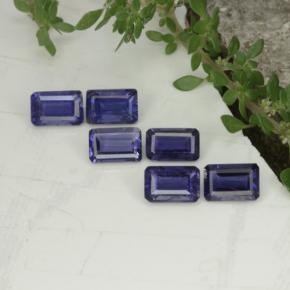 Pedras preciosas de iolita azul natural de 3,11 ct, corte esmeralda, VS