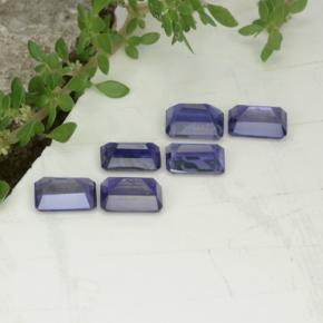 Pedras preciosas de iolita azul natural de 3,11 ct, corte esmeralda, VS