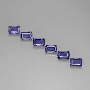 Pedras preciosas de iolita azul natural de 3,08 ct, corte esmeralda, VS