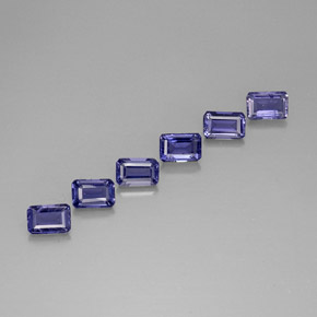 Pedras preciosas de iolita azul natural de 3,08 ct, corte esmeralda, VS