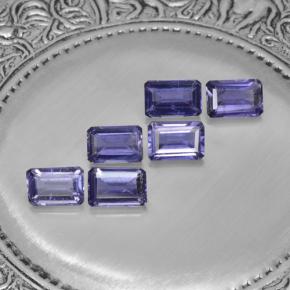 Pedras preciosas de iolita violeta natural de 3,04 ct, corte esmeralda, VS