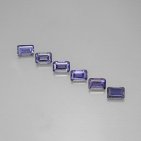 Pedras preciosas de iolita azul natural de 3,16 ct, corte esmeralda, VS