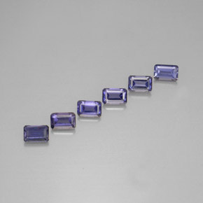 Pedras preciosas de iolita azul natural de 3,16 ct, corte esmeralda, VS