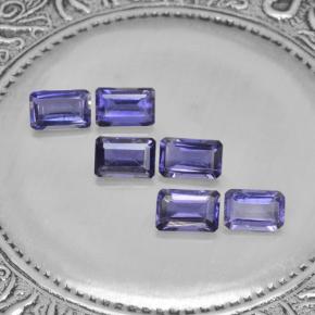 Pedras preciosas de iolita violeta natural de 2,88 ct, corte esmeralda, VS