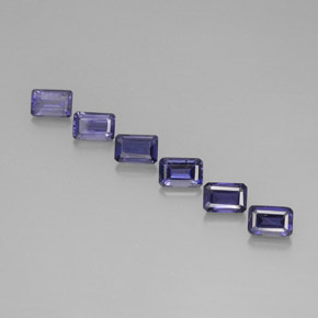 Pedras preciosas de iolita azul natural de 3,33 ct, corte esmeralda, VS