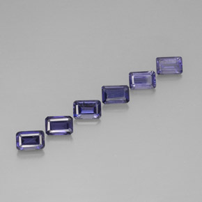 Pedras preciosas de iolita azul natural de 3,33 ct, corte esmeralda, VS