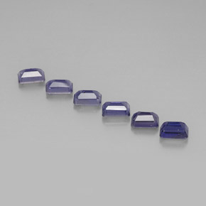 Pedras preciosas de iolita azul natural de 3,33 ct, corte esmeralda, VS