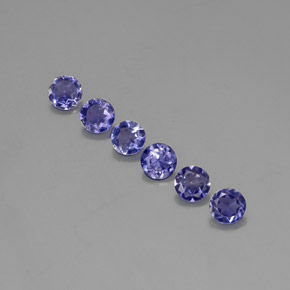 Pedras preciosas de iolita azul natural de  ct, corte redondo, VVS-VS