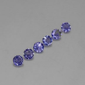 Pedras preciosas de iolita azul natural de  ct, corte redondo, VVS-VS