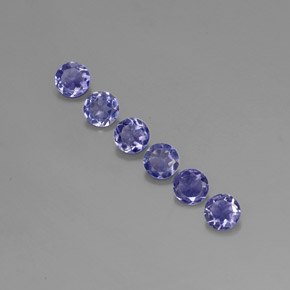 Pedras preciosas de iolita azul natural de  ct, corte redondo, VVS-VS