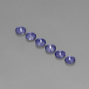 Pedras preciosas de iolita azul natural de  ct, corte redondo, VVS-VS