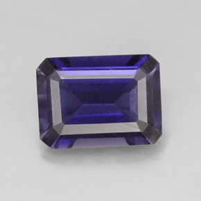 Iolita azul natural 1,23ct, corte esmeralda, VS