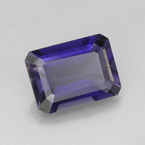 Iolita azul natural 1,23ct, corte esmeralda, VS