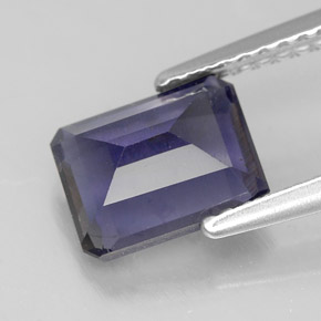 Iolita azul natural 1,53ct, corte esmeralda, VS