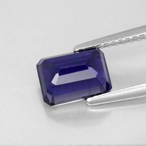 Iolita azul natural 1,57ct, corte esmeralda, VS