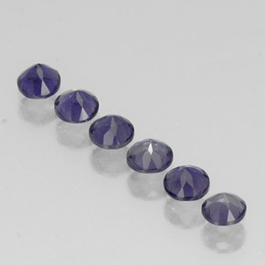 Pedras preciosas de iolita azul natural de  ct, corte redondo, VVS-VS