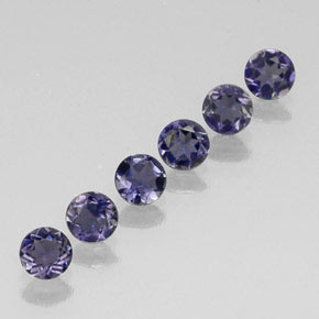 Pedras preciosas de iolita azul natural de  ct, corte redondo, VVS-VS