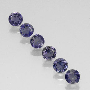 Pedras preciosas de iolita azul natural de  ct, corte redondo, VVS-VS