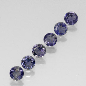 Pedras preciosas de iolita azul natural de  ct, corte redondo, VVS-VS