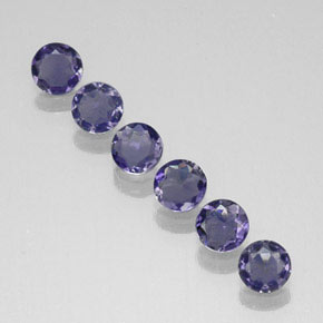 Pedras preciosas de iolita azul natural de  ct, corte redondo, VVS-VS