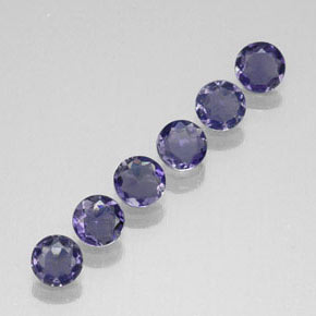 Pedras preciosas de iolita azul natural de  ct, corte redondo, VVS-VS