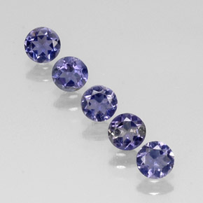 Pedras preciosas de iolita azul natural de  ct, corte redondo, VVS-VS