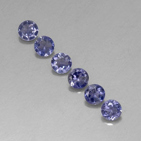 Pedras preciosas de iolita azul natural de  ct, corte redondo, VVS-VS