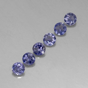 Pedras preciosas de iolita azul natural de  ct, corte redondo, VVS-VS