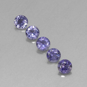 Pedras preciosas de iolita azul natural de  ct, corte redondo, VVS-VS