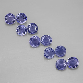 Pedras preciosas de iolita azul natural de  ct, corte redondo, VVS-VS