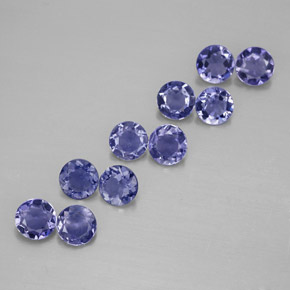 Pedras preciosas de iolita azul natural de  ct, corte redondo, VVS-VS