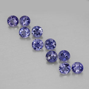 Pedras preciosas de iolita azul natural de  ct, corte redondo, VVS-VS