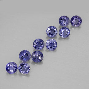 Pedras preciosas de iolita azul natural de  ct, corte redondo, VVS-VS
