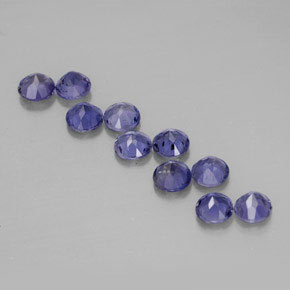 Pedras preciosas de iolita azul natural de  ct, corte redondo, VVS-VS