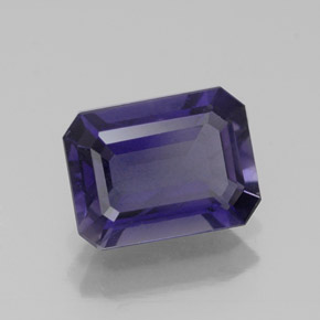 Iolita azul natural 1,10ct, corte esmeralda, VS