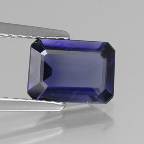 Iolita azul natural 0,99ct, corte esmeralda, VS