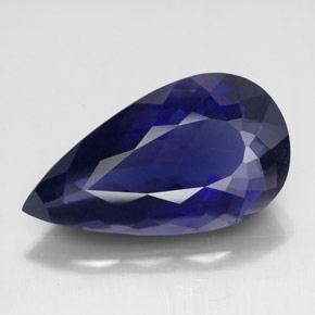 Iolita azul natural 6,77ct, formato de pêra, VS