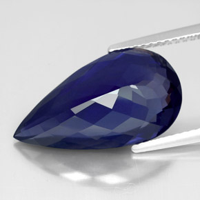 Iolita azul natural 6,77ct, formato de pêra, VS
