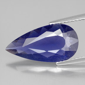 Iolita azul natural 3,37ct, formato de pêra, VS