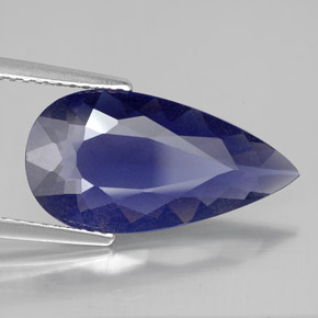 Iolita azul natural 3,37ct, formato de pêra, VS