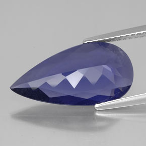 Iolita azul natural 3,37ct, formato de pêra, VS