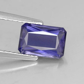 Iolita azul natural 1,35ct, corte esmeralda, SI